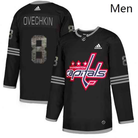 Mens Adidas Washington Capitals 8 Alex Ovechkin Black Authentic Classic Stitched NHL Jersey